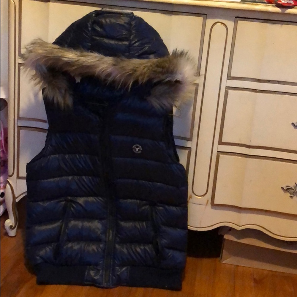 Navy blue zip up vest